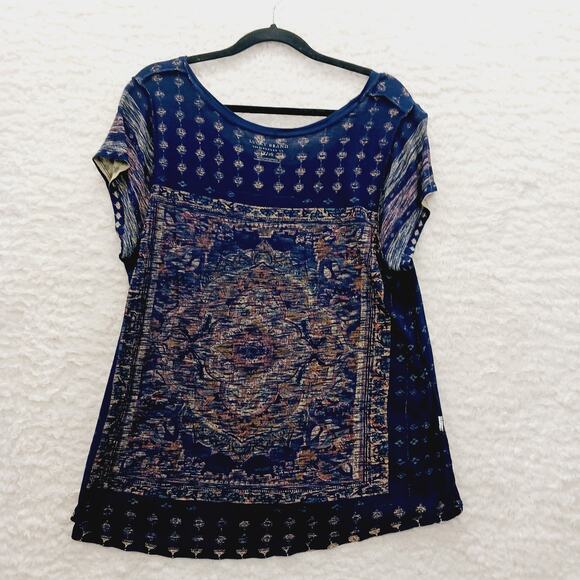 T-Shirt Size 1X Navy Mandala Boho Whimsycore Festival Lucky Brand Y2K Resortwear - Picture 9 of 10